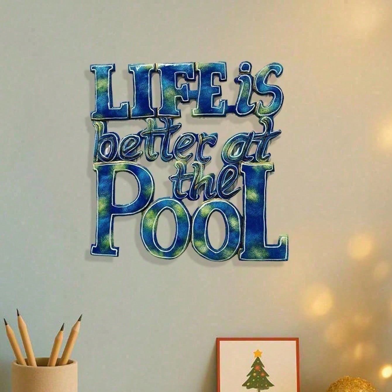 CIFbuy Coastal Beach House Metal Wall Art Summer Pool Party Nautical Home Decor