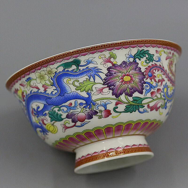 Chinese Porcelain Blue and White Porcelain Bowl with Dragon & Phoenix