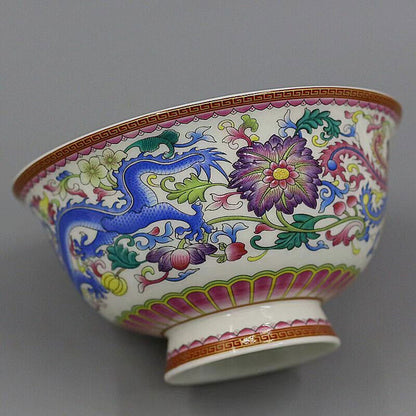 Chinese Porcelain Blue and White Porcelain Bowl with Dragon & Phoenix