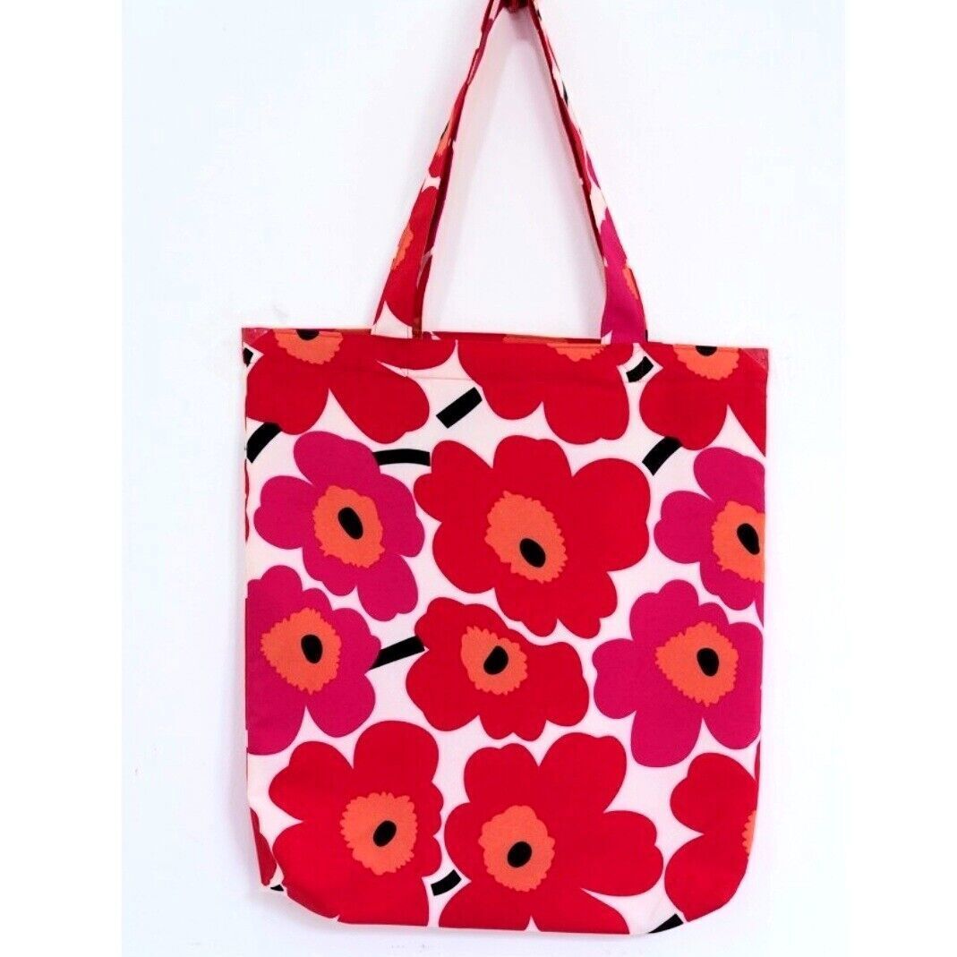 Fashion Colorful Marimekko Fabric Unikko Poppy Tote Bag, Shopping Bag For Her