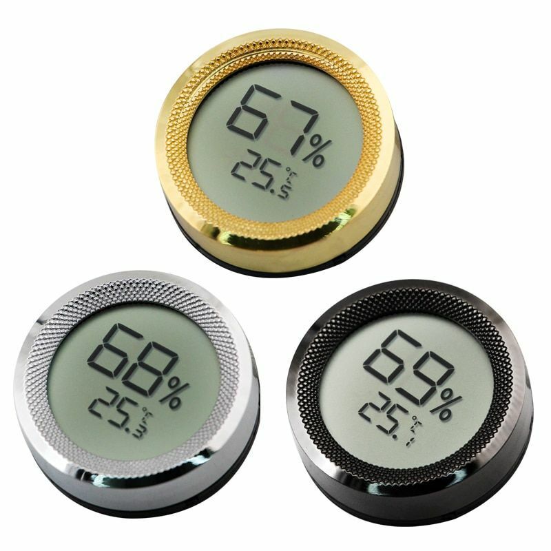 Cigar Humidor Hygrometer Gauge Thermometer Digital Humidity Meter Metal 44x14mm