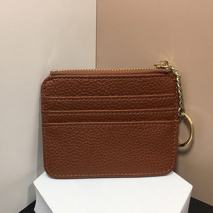 PU Leather Zipper Card Bag ID Card Slot Card Bag Coin Purse Card Case Portable