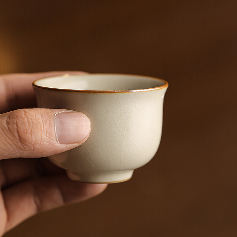 Mi Huang Ru Kiln Round Ding Tea Cup Ceramic Tea Cup Household Kung Fu Tea Set