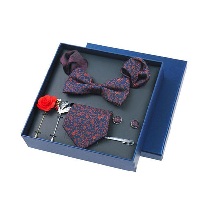 Men Ties 9Pcs Necktie Set Formal Luxury Wedding Cravat Pocket Square Silk Bowtie
