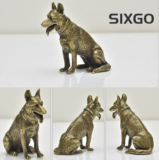 Lucky Dog Brass Animal Statue Small Sculpture Tabletop Figurine Home Decor Gifts