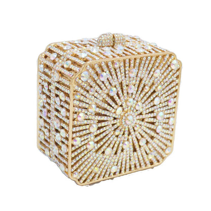 Party Purse Luxury Crystal Clutch Metal Frame Evening Bag Handbags 11*11*6.5 CM