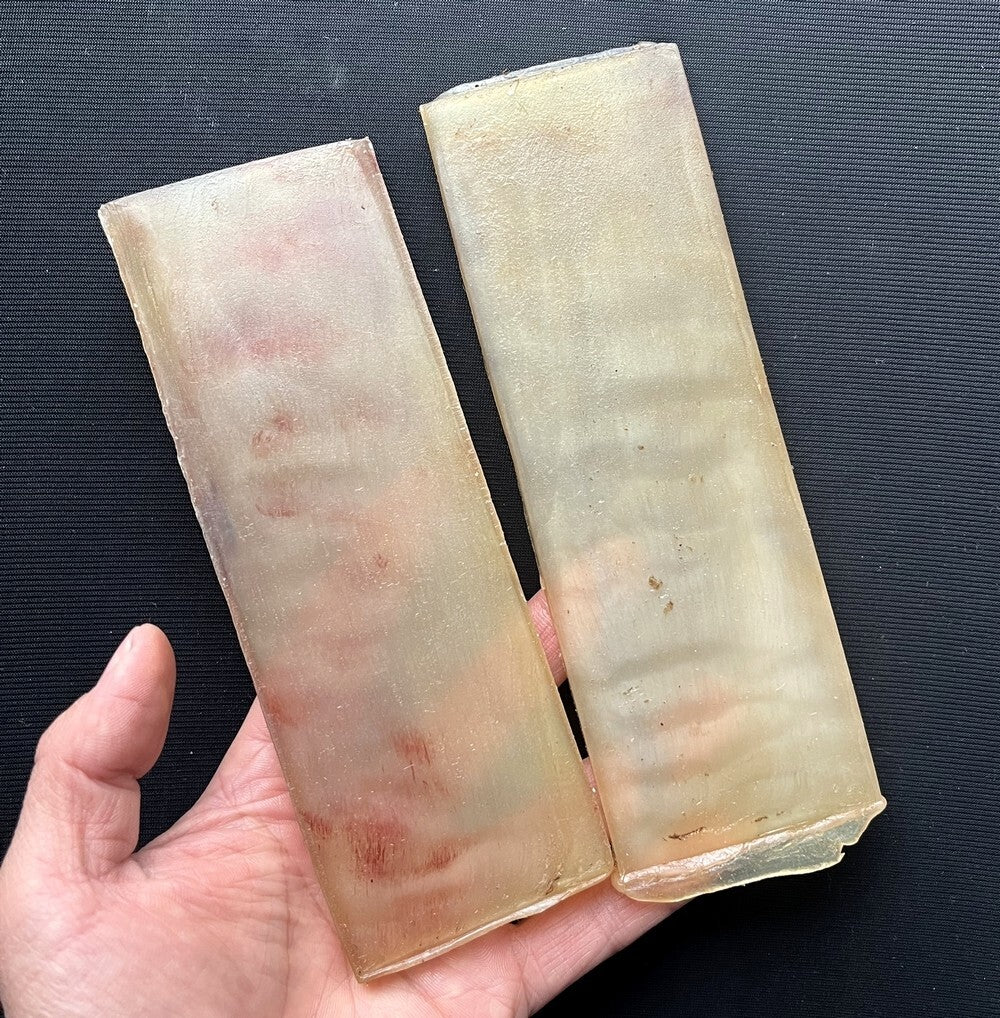 2 Pcs Solid Natural Sheep Horn Sheet Knife Blanks Plate Scales Handle Material