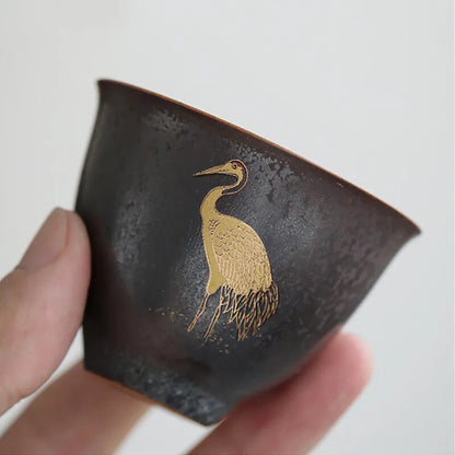 1pc 2.36" Chinese Vintage Ceramic Teacup Handmade Pottery Tea Bowl Portable Cup