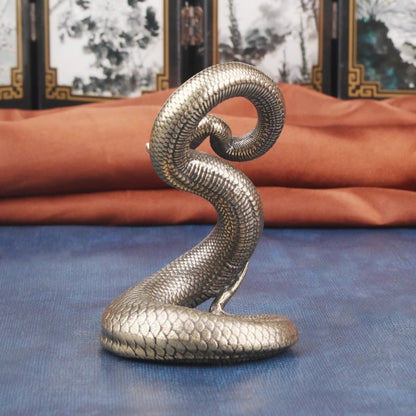 Brass Pythons Snake Statue Handcraft Figurine Artwork Amulet Office Home Decor