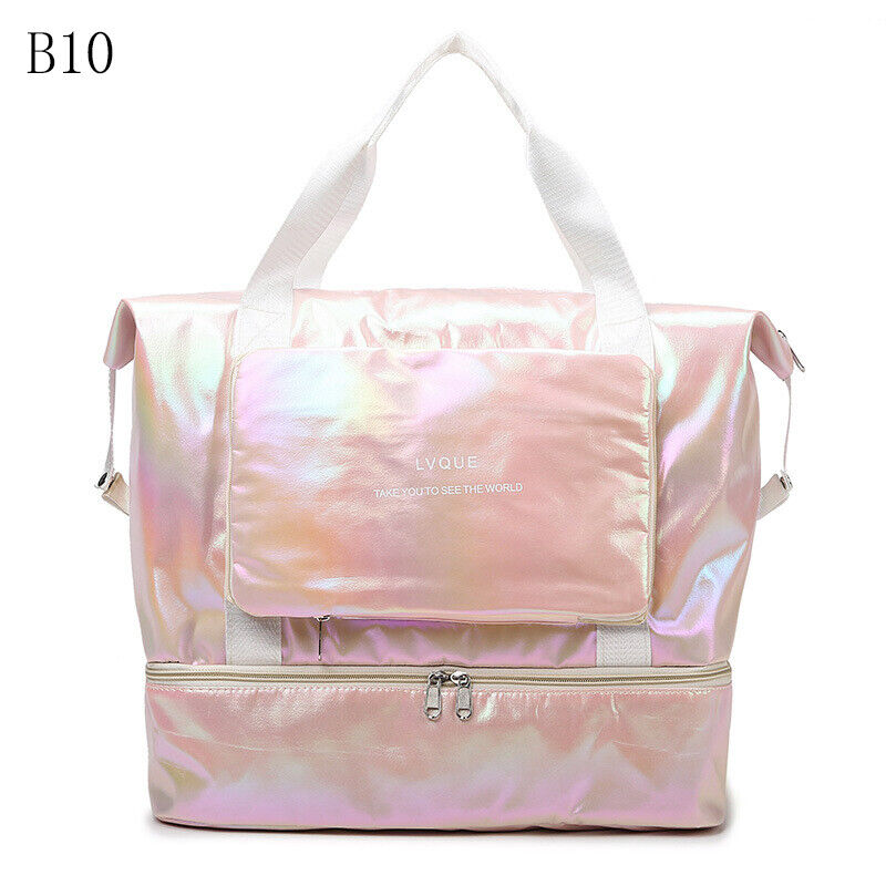 Pearlescent Folding Travel Shoulder Bag Waterproof Handbag Dry Wet Separation