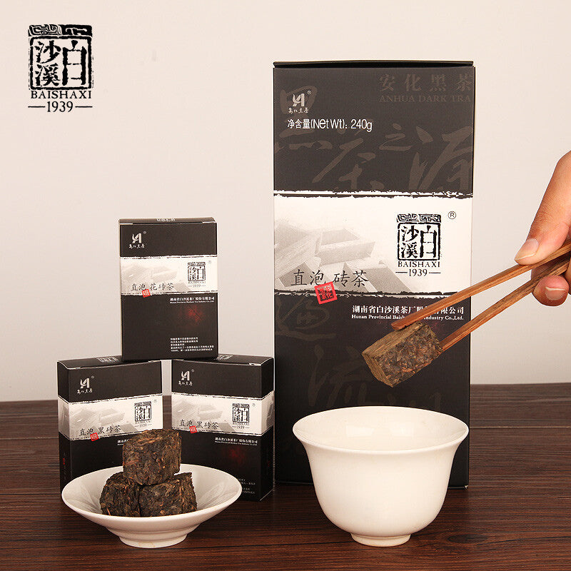 Hu Nan Baishaxi Instant Assorted Black Tea Brick Anhua Dark Tea Fu Cha 240g