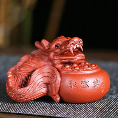 Purple Clay Tea Pet Cornucopia Fish Handmade Chinese Kung Fu Tea Set Sculpture