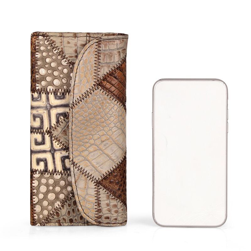 Genuine Leather Wallet Coins Purse Slim Clutch Bags Long Wallet Patchwork 1 PC