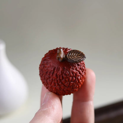 4.2cm Natural Solid Wood Sandalwood Litchi Ornament Office Tea Table Handicrafts