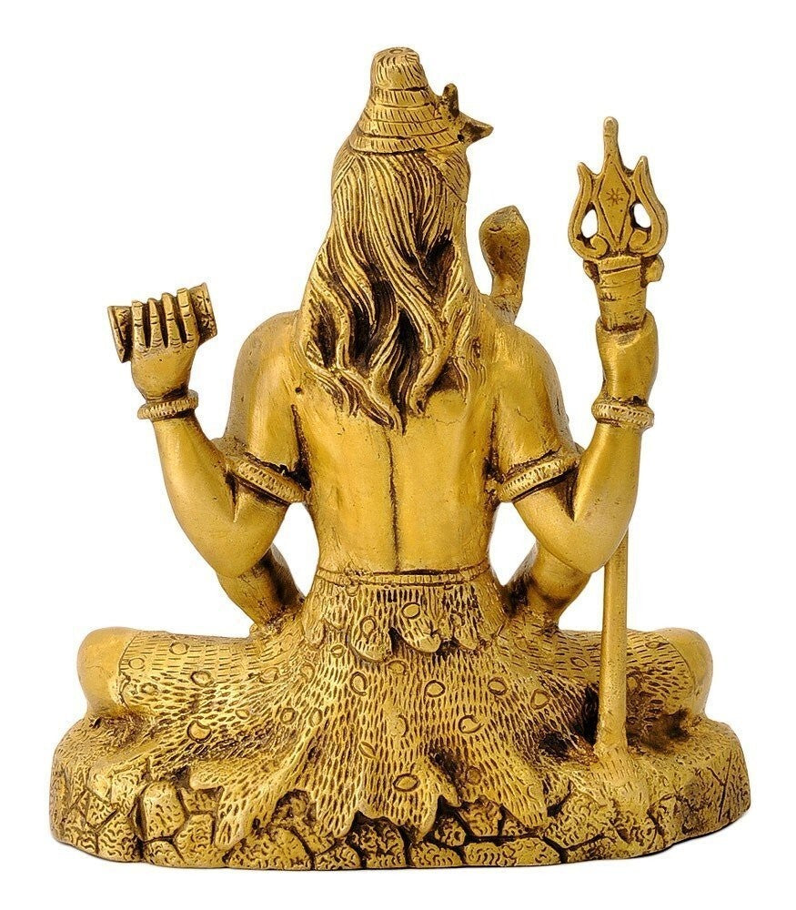 Hindu God Lord Brass Shiva Doing Meditation Idol Statute Figurine