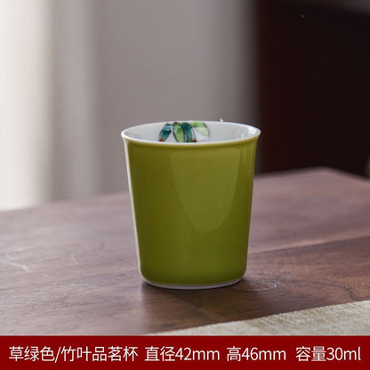 1pc Hand Drawn Tea Cup Single Cup Master Cup Tea Cup Green Color Pink Color