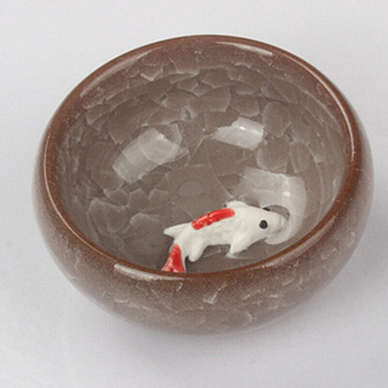 Tea Cup Ceramic Ice-Crackle Porcelain 8 Colors With Fish Pattern Kung fu Tea Set