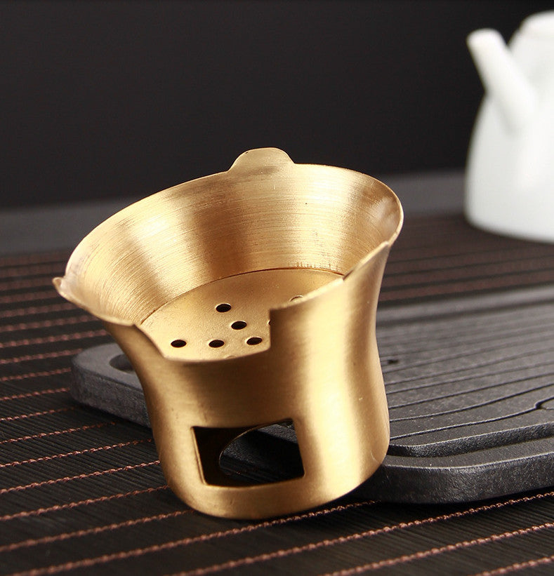 Copper Filter Net With Handle Chinese Tea Accessories Tea Strainer With Holder