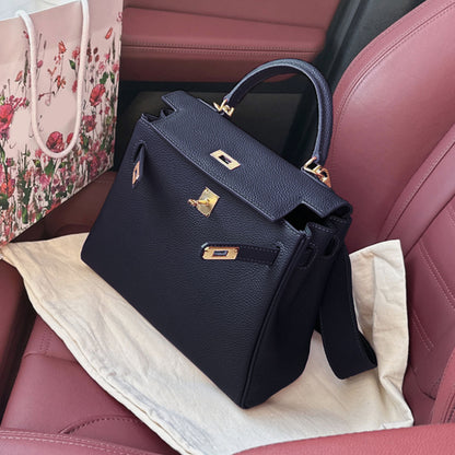 25/28cm Real Leather Flap Tote Shoulder bag Handbag Purse Fashion Briefcase