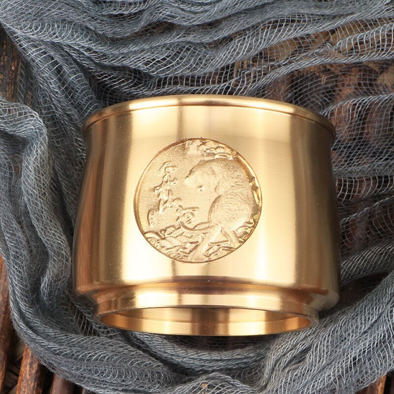 Brass Mini Spirits Cup 50ml Engraved Tiger Down Hill Creative Tea Tumbler