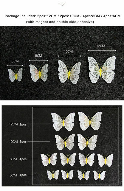 Butterfly Wall Sticker 12pcs/set Ambilight 3D Home Decoration Room Fridge Magnet