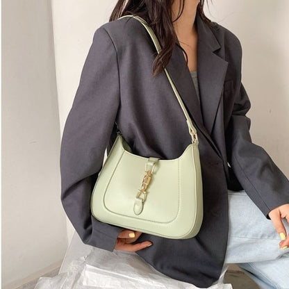 Hasp Lock Underarm Textured French Shoulder Bag 26*6*21 CM Polyester Purse 1 PC