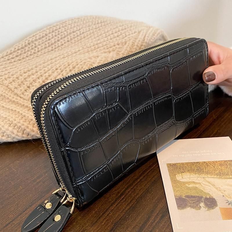 Luxury Wallet Large Stone Pattern Coin Purse Trendy Synthetic Leather Money Bags