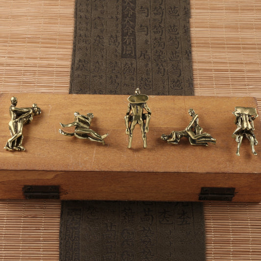 5pcs Retro Sexy Man Woman Brass Mini Figurines Statues Sculptures Desk Decor