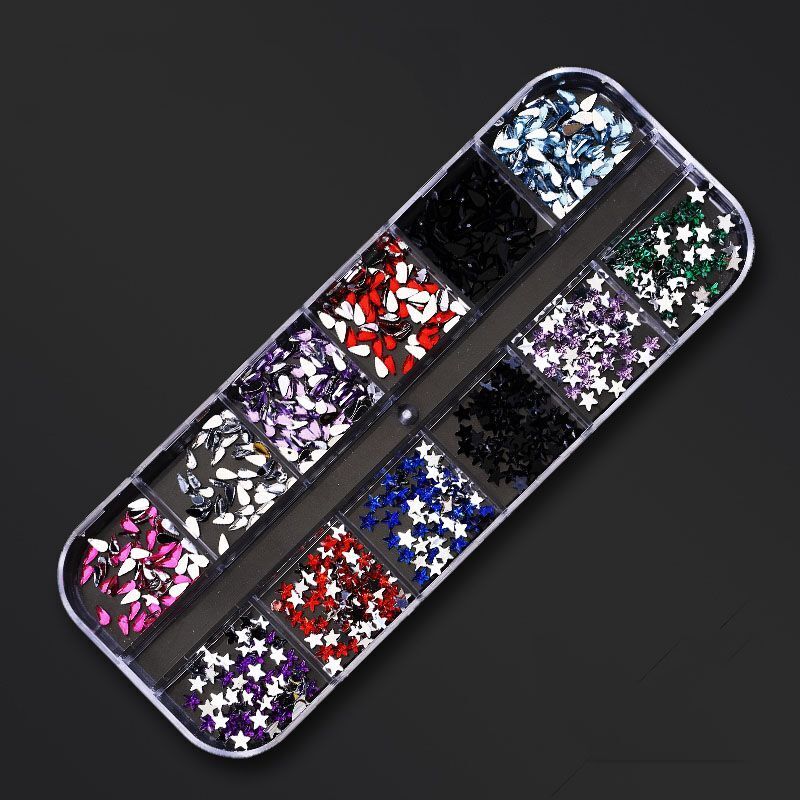 Nail Art Decor 12Design Box 3D Irregular Abalone Seashell Fragment Flakes Charms