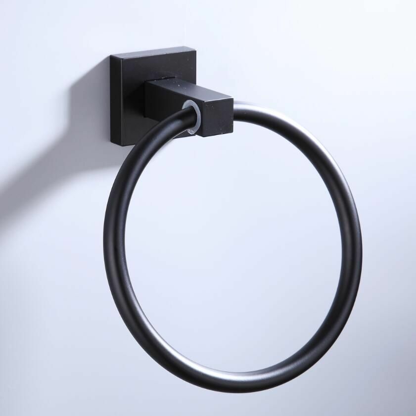 Towel Bars Bathroom Hanger 55CM Matte Black Double Space Aluminum Accessories