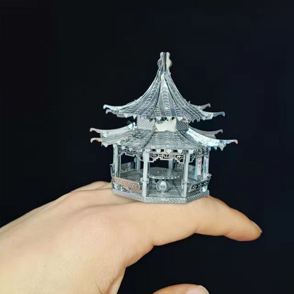 3D Metal Puzzle Chinese Pavilion DIY Assembled Model Adult Toy Small Ornament