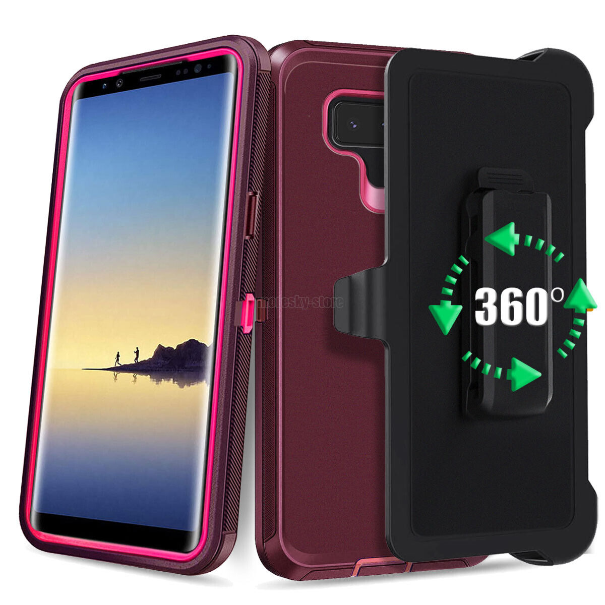 For Samsung Galaxy Note 8 Heavy Duty Rugged Hard Soft Case / Clip Holster Stand