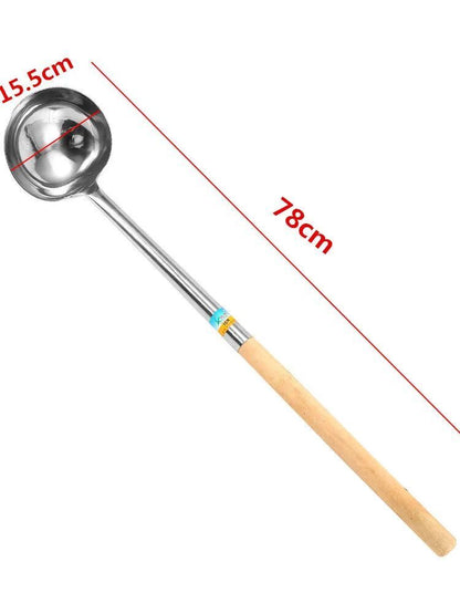 Kitchen Cooking Utensils Stainless Steel Wood Handle Big Long Spatula Soup Spoon