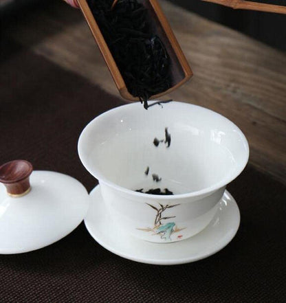 200ml Ceramic Gaiwan Household Bowl Tea Cup Tea Set Tea Cup Bowl Tea Decor