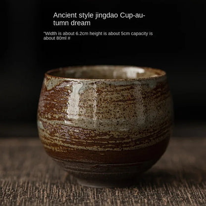 Japanese Style Handmade Stoneware Tea Cup Kung Fu Tea Set Ancient Style Cup