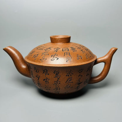 Vintage Chinese Yixing Purple Clay Teapot Zisha Ceremony Carving Collectible Art