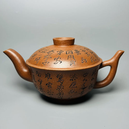 Vintage Chinese Yixing Purple Clay Teapot Zisha Ceremony Carving Collectible Art