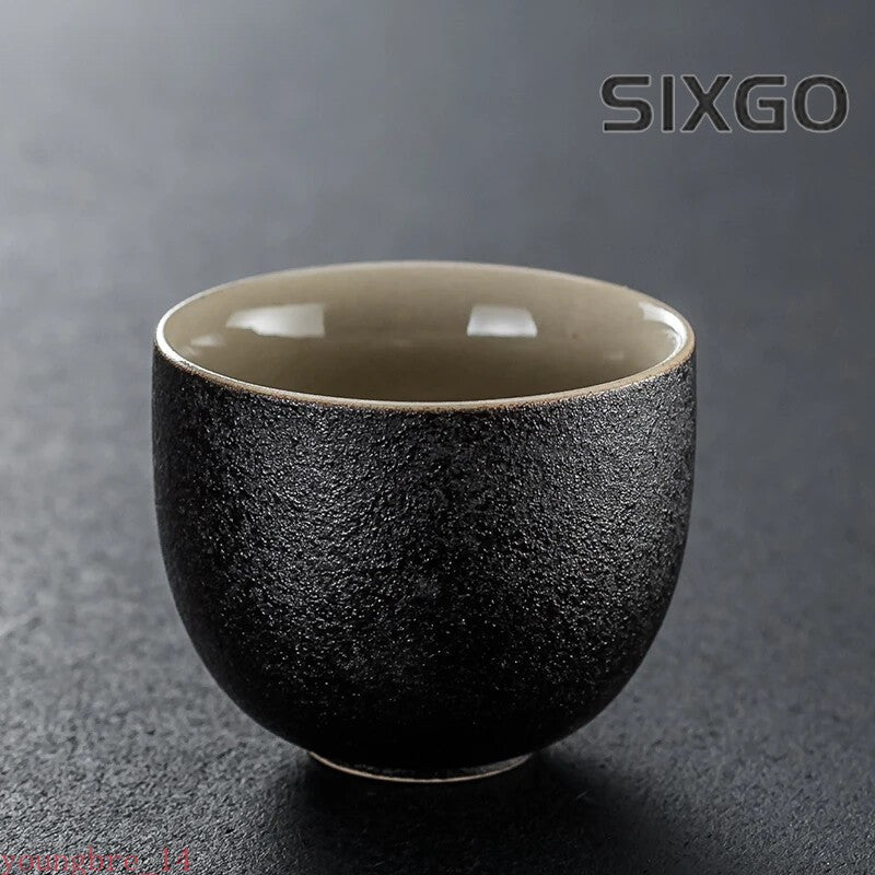 Black Pottery Teacup Master Cup Handmade Ceramic Chinese Tea Ceremony Single Cup