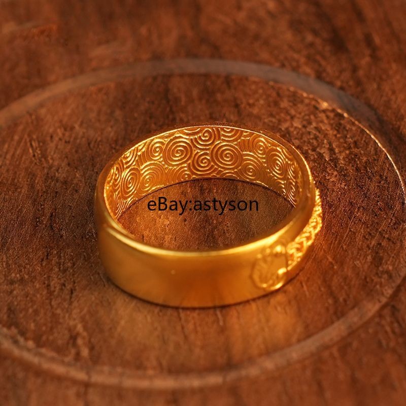 Men's Retro Good Luck Fortune 23K 24K Gilding YELLOW GOLD Plated RING