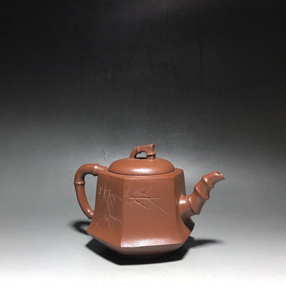 Chinese Yixing Zisha Clay Handmade Exquisite Teapot（六方竹韵 底款：如图）