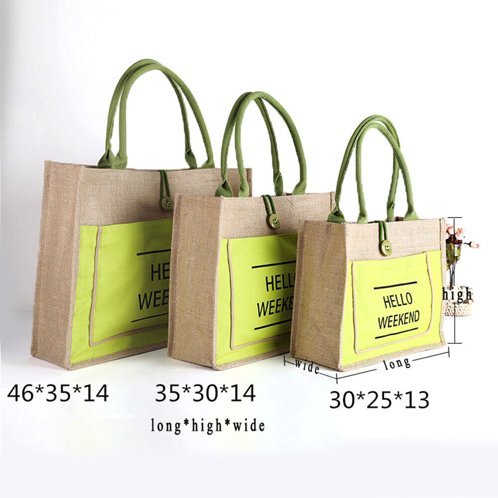 Large Shopping Bag Women Linen Capacity Casual Beach Big Tote Shoulder Handbag