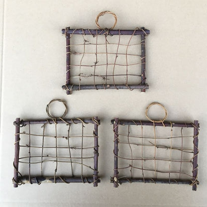 Air Plant Frame Rustic Rattan Holder Wall Hanging Planter For Home Decor 30x25cm