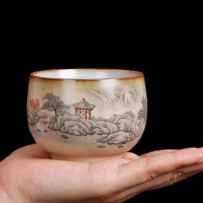 Jingdezhen Full Handmade Tea Cup Ruyao Crackle Glaze Master Cup Luohan Cup New