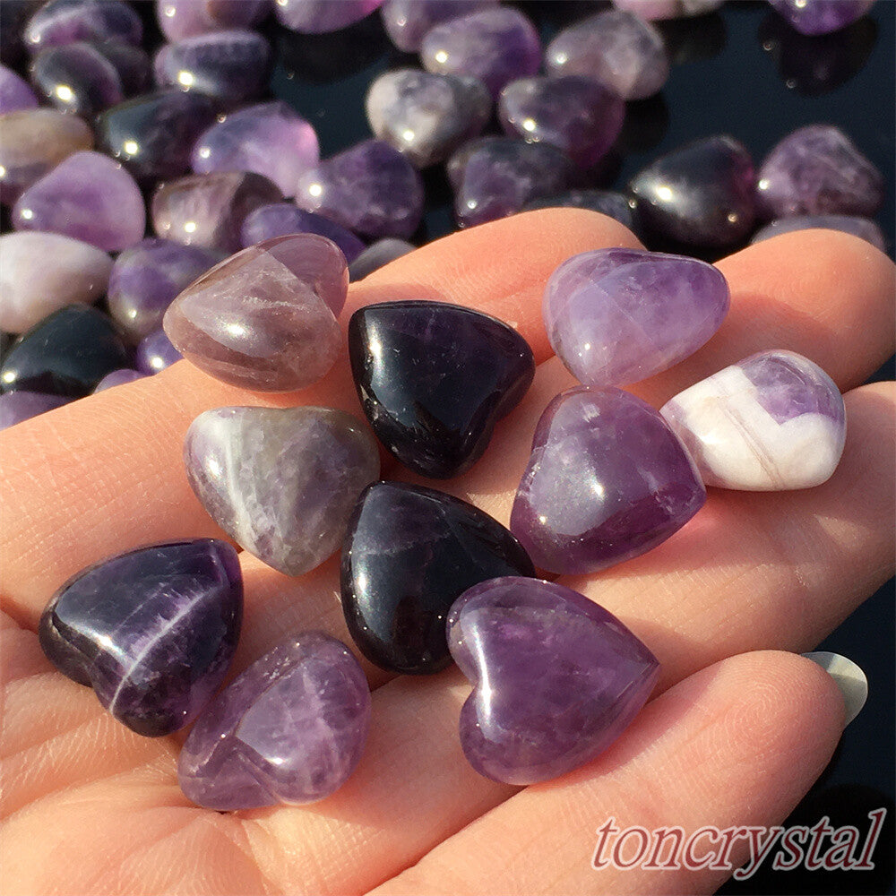 10pc Natural dreamy amethyst mini heart Carved quartz crystal skull healing gift