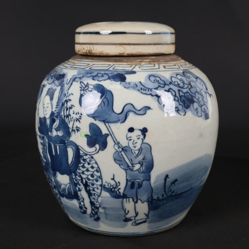 Chinese Antique Ancient Porcelain Blue and White Porcelain Jar Tea Can