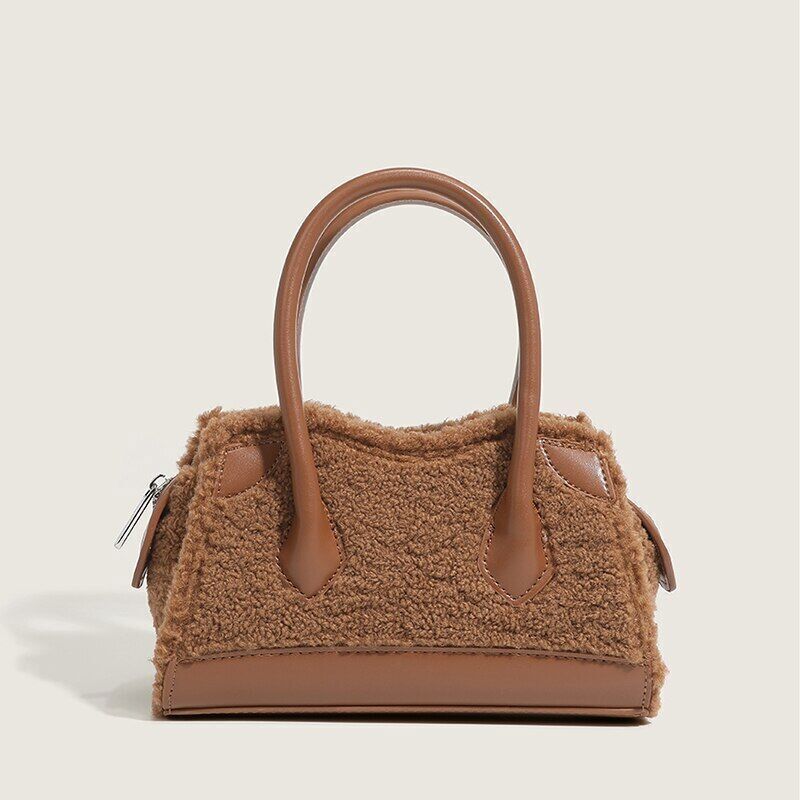 Handbags Women Shoulder Bags Ladies Wool PU Leather Shell Bags