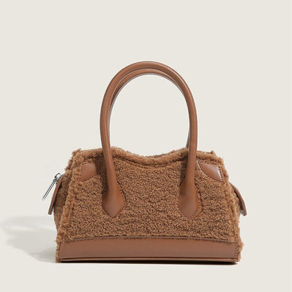 Handbags Women Shoulder Bags Ladies Wool PU Leather Shell Bags