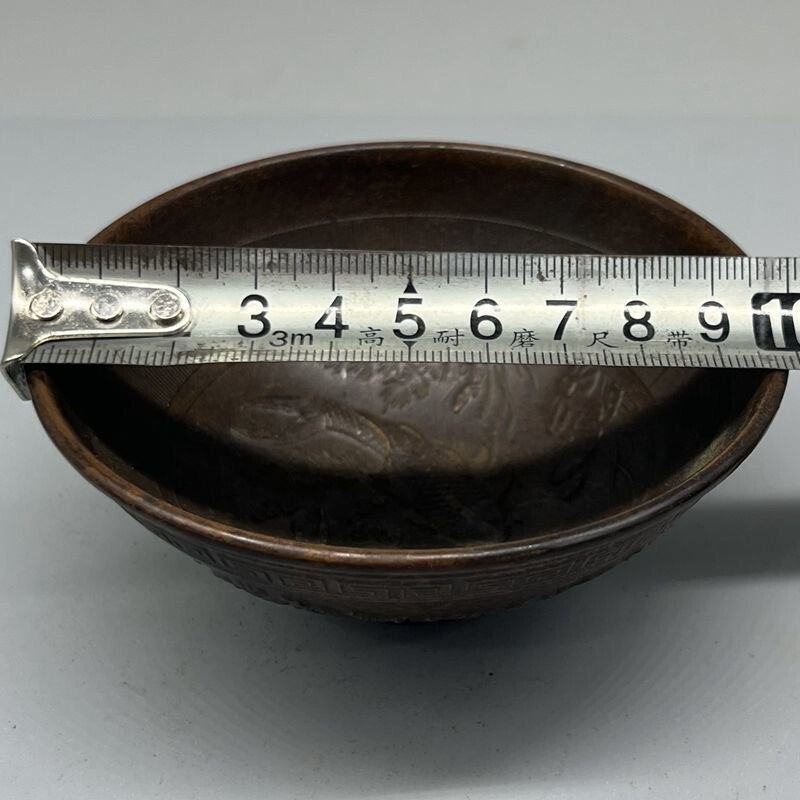 Collection chinese bronze handmade fish statue bowl cup home decoration