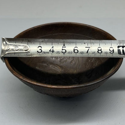 Collection chinese bronze handmade fish statue bowl cup home decoration
