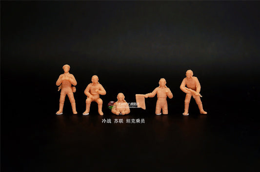 1/72 1/64 1/87 Cold War Soviet Tank Crew 5-Persons Unpainted Model Toys